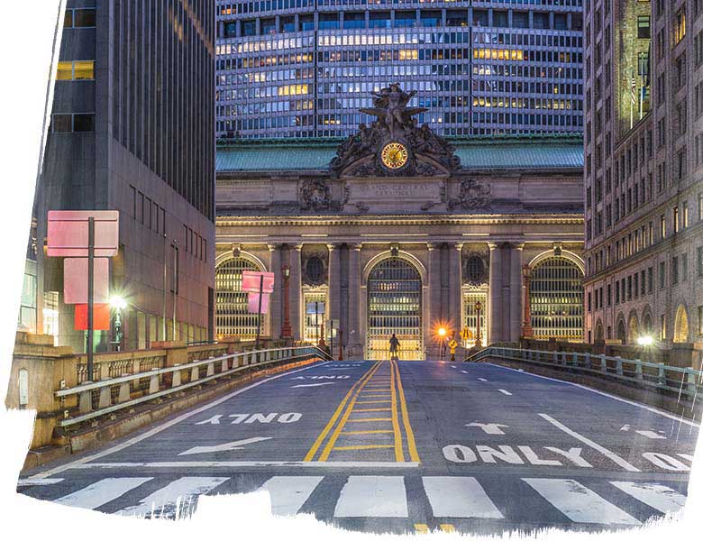View of empty street in grand central terminal, Newyork