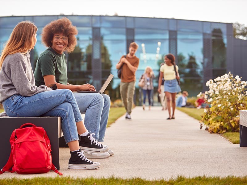 Students on the modern campus