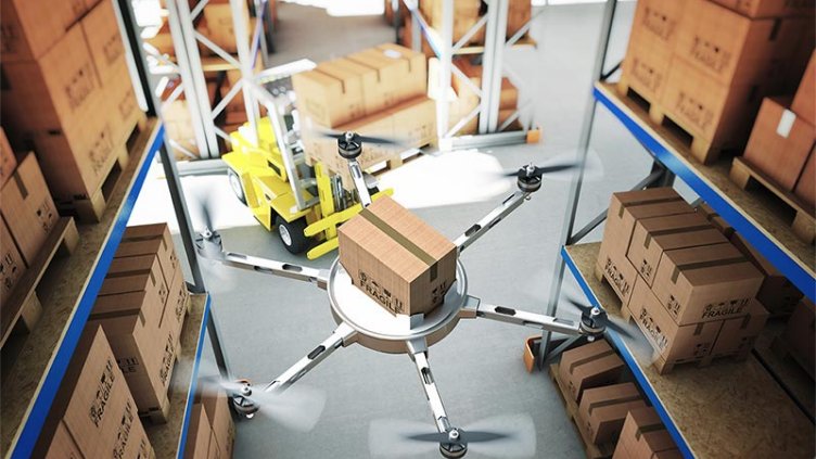 Packages are shifted by Drones