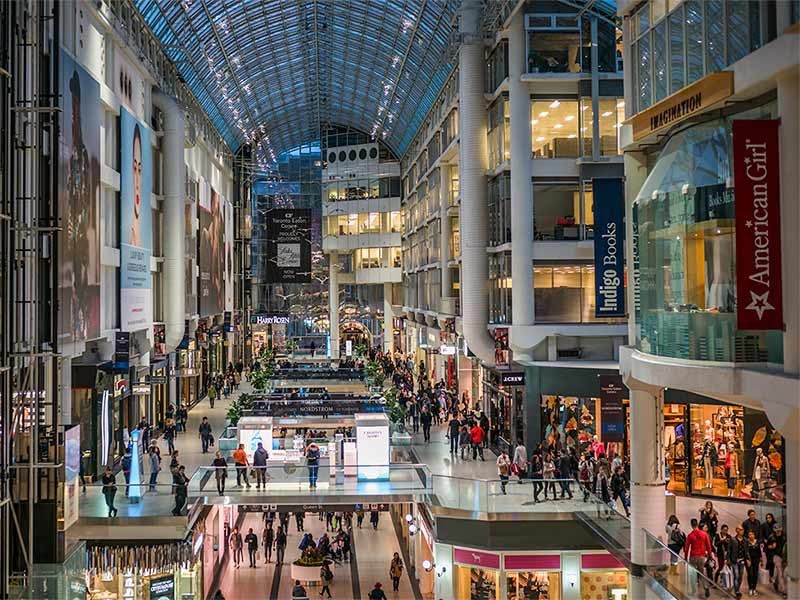 Canada, Ontario, Toronto, Eaton Centre shopping mall, interior