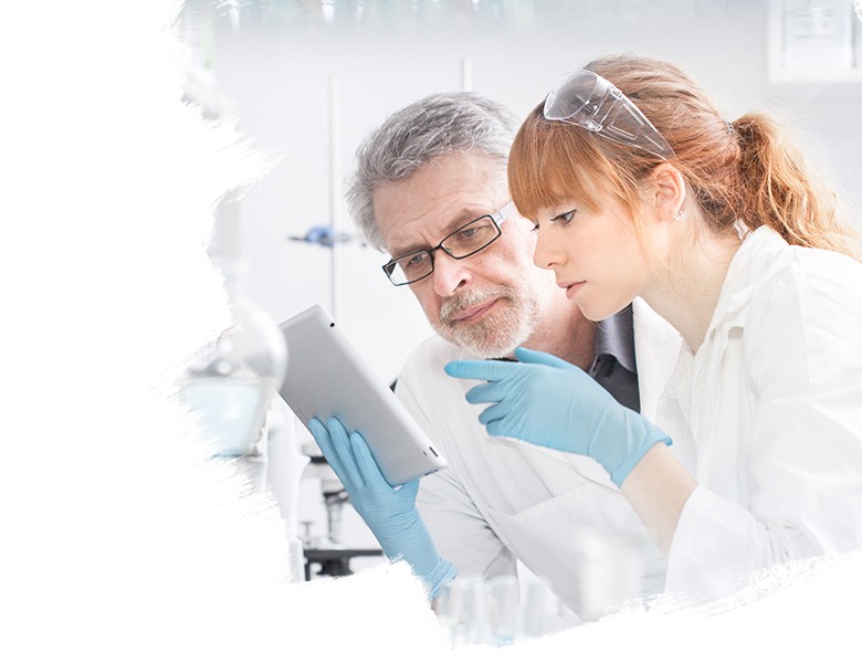 Health care researchers working in life scientific laboratory