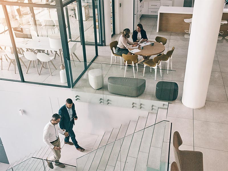 High angle shot of business people in an office