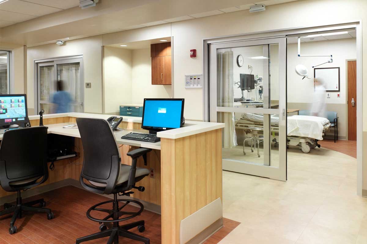 View of nurses station in a hospital