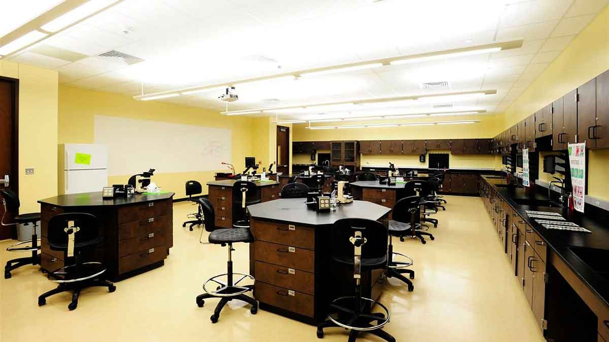 Interior view of lab room in a college