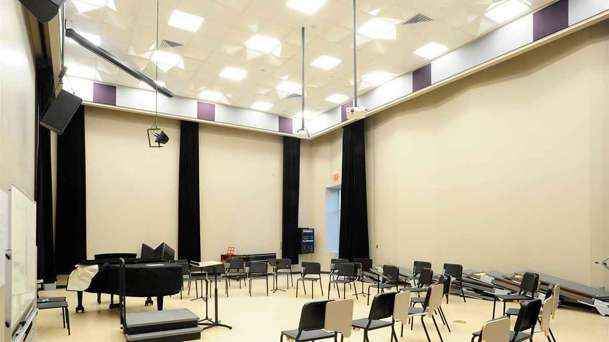 Music room inside a college building