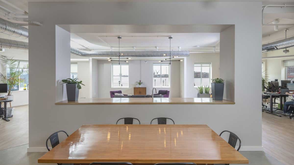 View of a communal space in JLL office