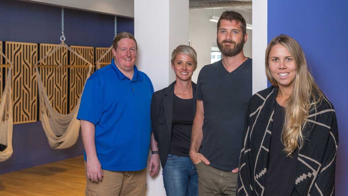 From left to right: Bill Newkirk, Senior IT Engineer; Megan Emhoff, Chief People Officer; Nick Culbertson, Chief Executive Officer; Sam Barber, People Operations Associate