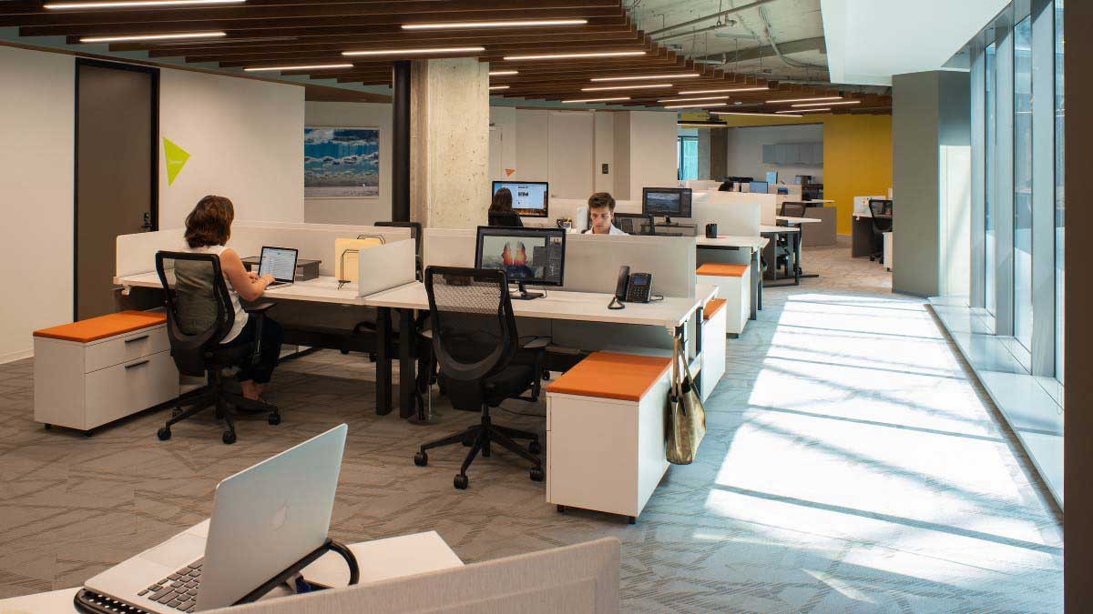 View of workstations in JLL office