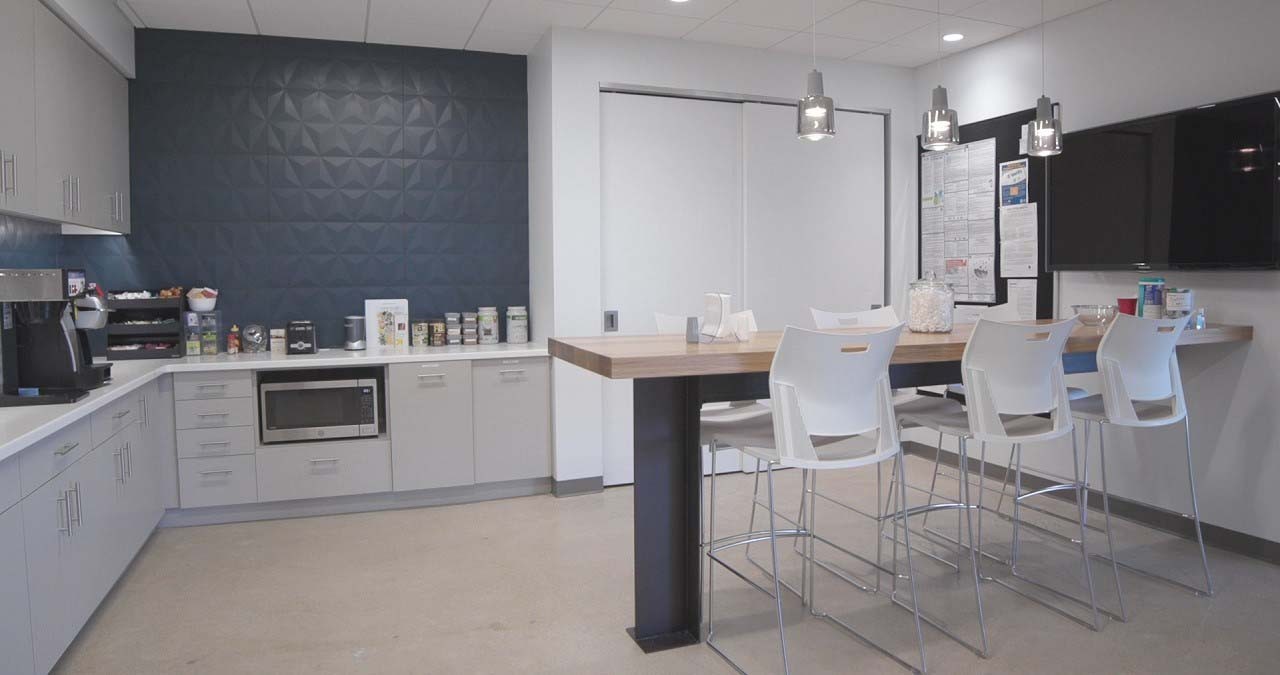 View of kitchen area in JLL office