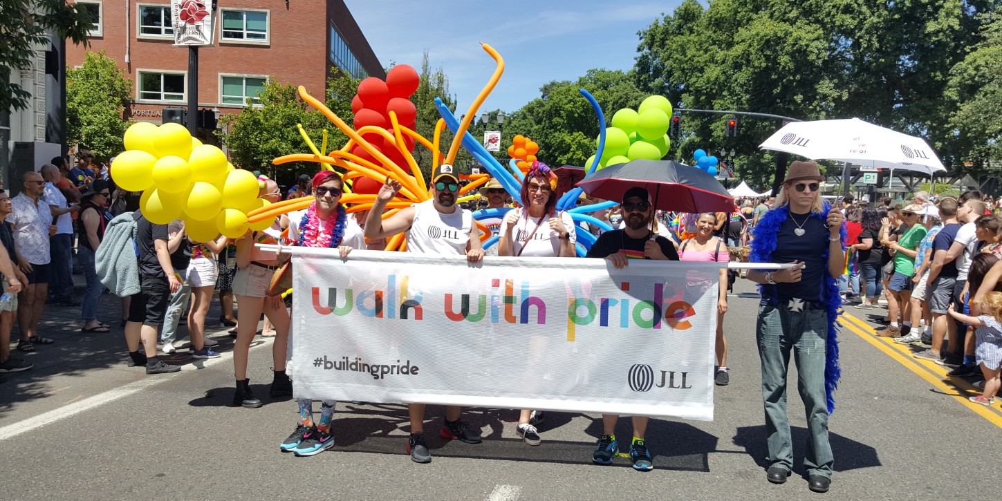 Building Pride Portland chapter marches in the 2018 Pride Parade