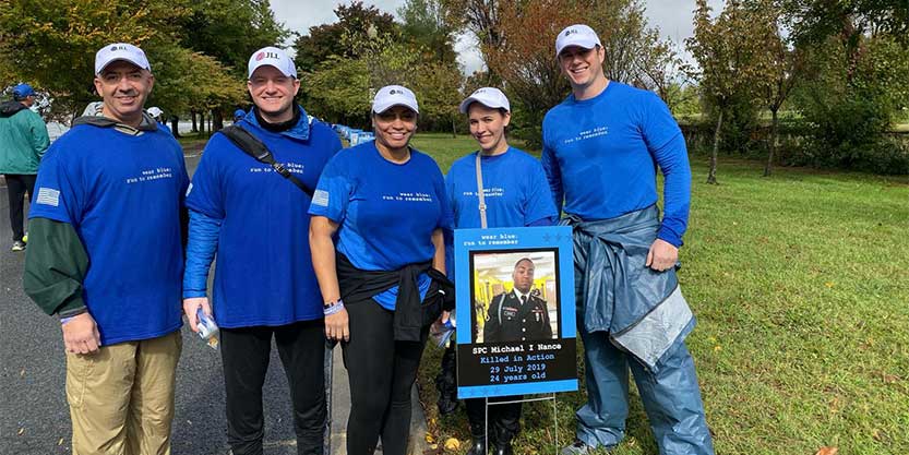 Shawn Gregoire at wear blue:run to remember marathon with JLL colleagues