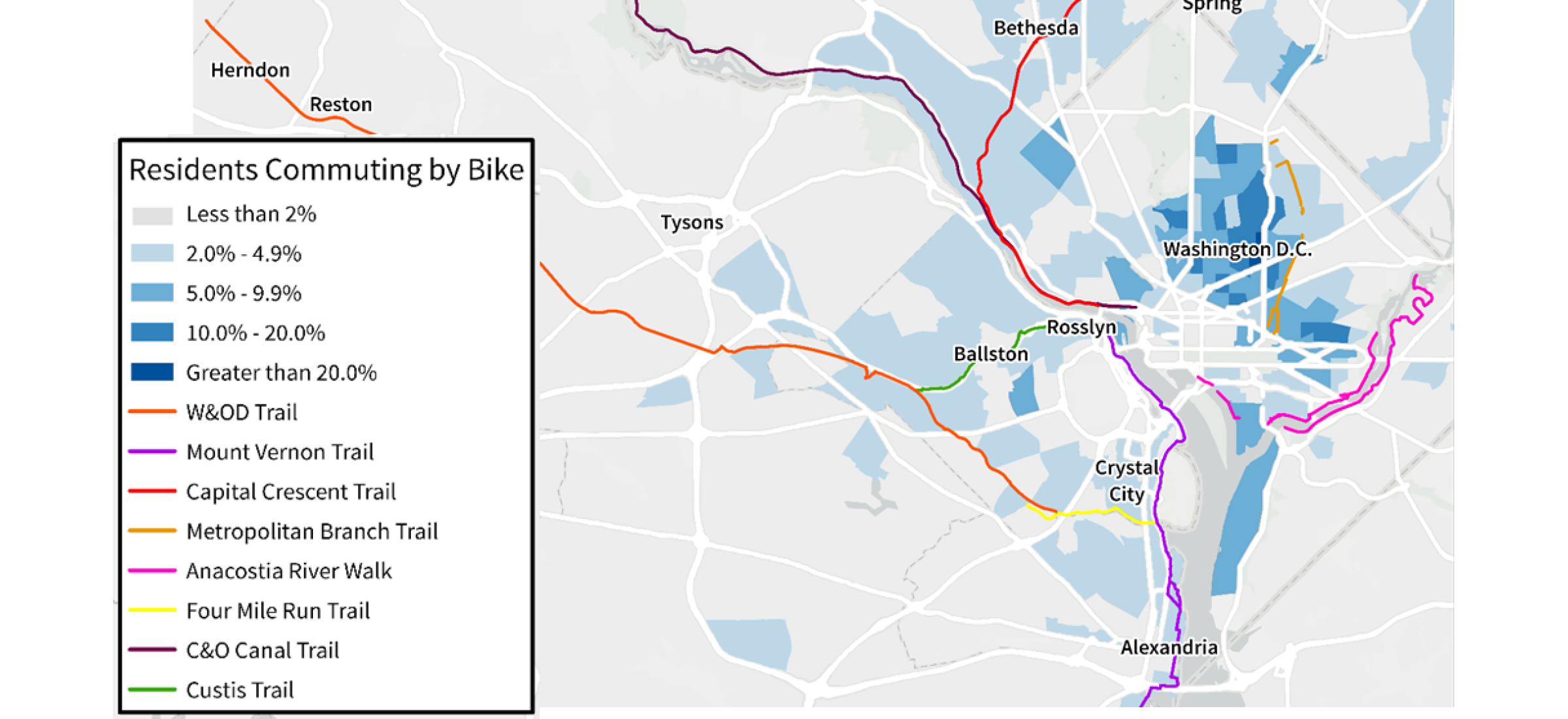 Washington DC biking amenities are in vogue in the suburbs, but where are the commuters?