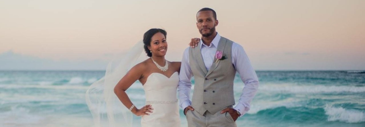 Donielle Watkins and her husband on their wedding day