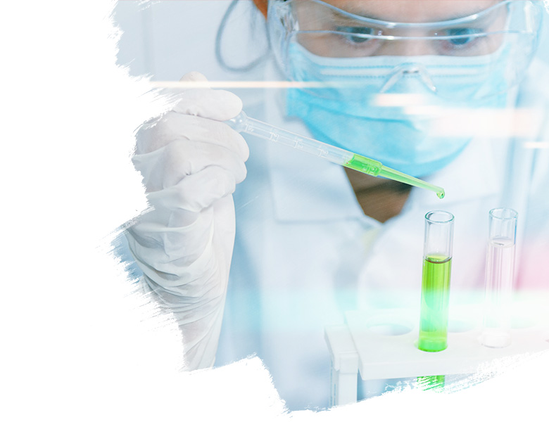 Lab assistant working in laboratory and testing sample collection on test tube