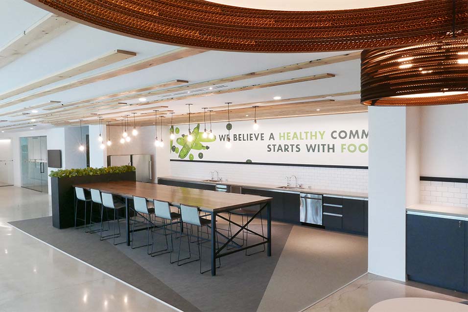 Bright, open meeting space in the organization's café